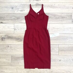 Dress The Population Lyla Midi Straight Sheath Dress Party‎ Cocktail Red Medium